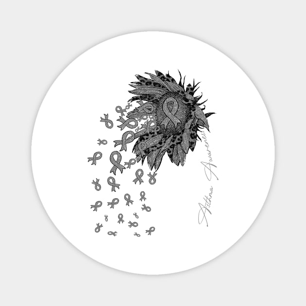 Asthma Awareness - sunflower nobody fights alone Magnet by Lewis Swope